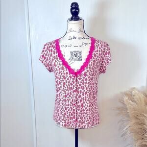 Victoria's Secret Pink Leopard Print Button Up Pajama Top size Medium